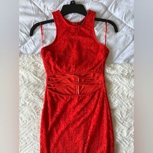 Dance & Marvel Vibrant Red Lace Dress